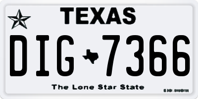 TX license plate DIG7366