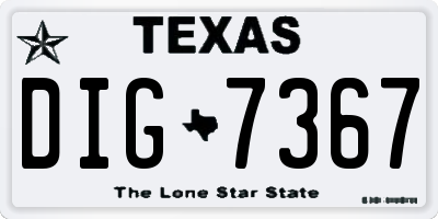 TX license plate DIG7367