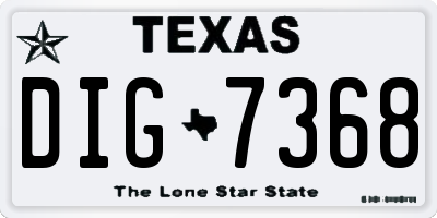 TX license plate DIG7368
