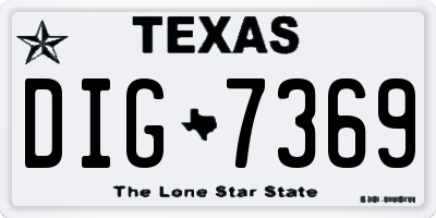 TX license plate DIG7369