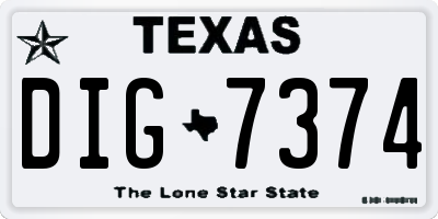 TX license plate DIG7374
