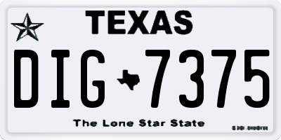 TX license plate DIG7375