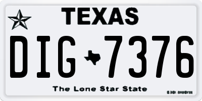 TX license plate DIG7376
