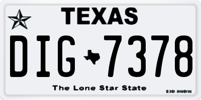TX license plate DIG7378