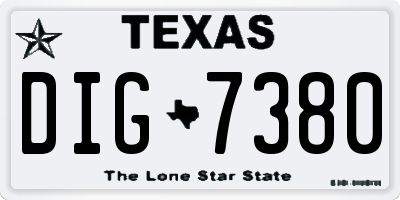 TX license plate DIG7380
