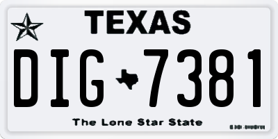 TX license plate DIG7381