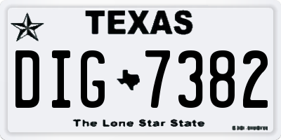 TX license plate DIG7382