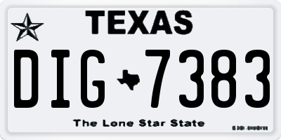 TX license plate DIG7383
