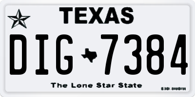 TX license plate DIG7384