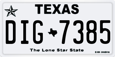 TX license plate DIG7385