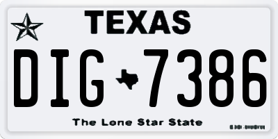 TX license plate DIG7386