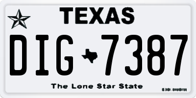 TX license plate DIG7387