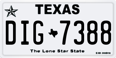 TX license plate DIG7388
