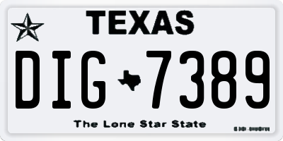 TX license plate DIG7389