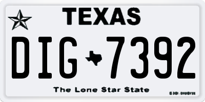 TX license plate DIG7392