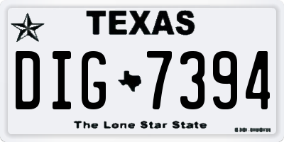 TX license plate DIG7394