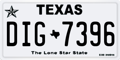 TX license plate DIG7396