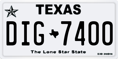 TX license plate DIG7400