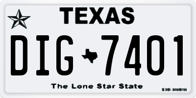 TX license plate DIG7401