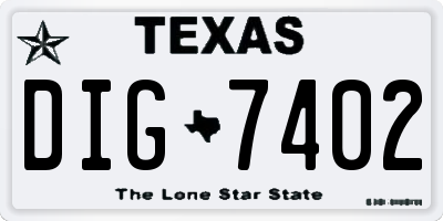 TX license plate DIG7402