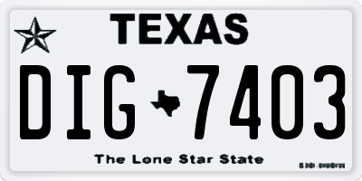 TX license plate DIG7403
