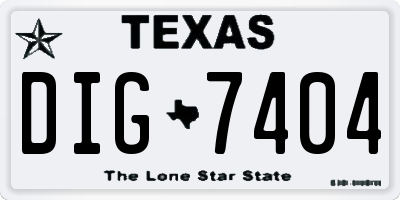 TX license plate DIG7404
