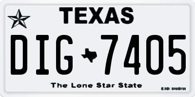 TX license plate DIG7405