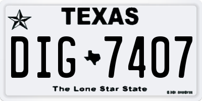 TX license plate DIG7407