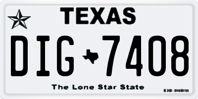 TX license plate DIG7408