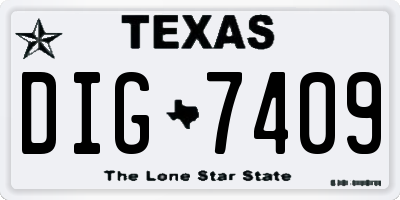 TX license plate DIG7409