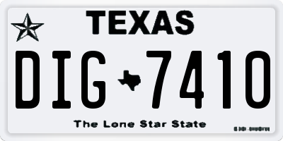 TX license plate DIG7410