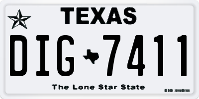 TX license plate DIG7411