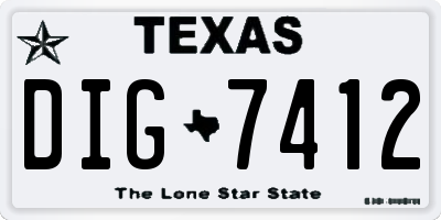 TX license plate DIG7412