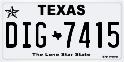 TX license plate DIG7415