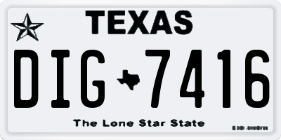 TX license plate DIG7416