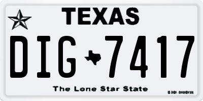 TX license plate DIG7417