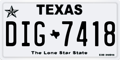 TX license plate DIG7418