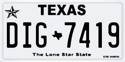 TX license plate DIG7419