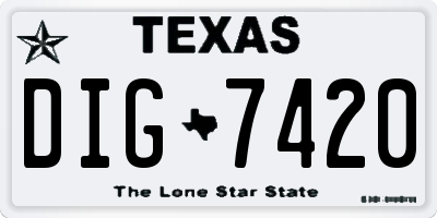 TX license plate DIG7420
