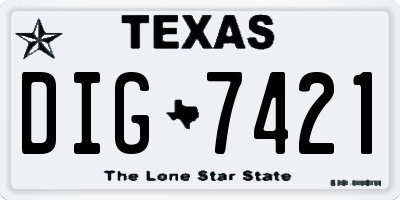 TX license plate DIG7421