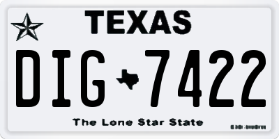 TX license plate DIG7422
