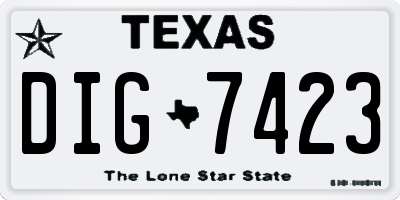 TX license plate DIG7423