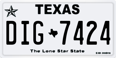 TX license plate DIG7424