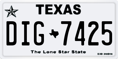 TX license plate DIG7425