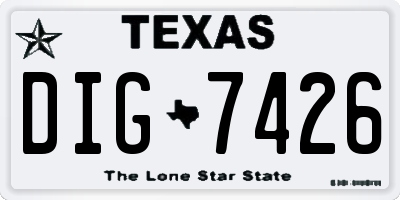 TX license plate DIG7426