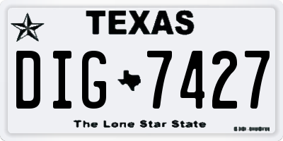 TX license plate DIG7427