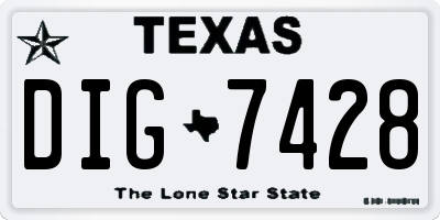 TX license plate DIG7428