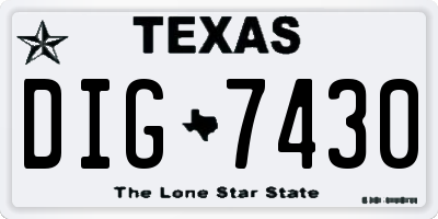 TX license plate DIG7430