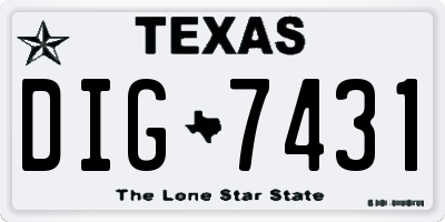 TX license plate DIG7431