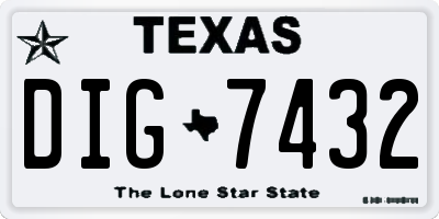 TX license plate DIG7432